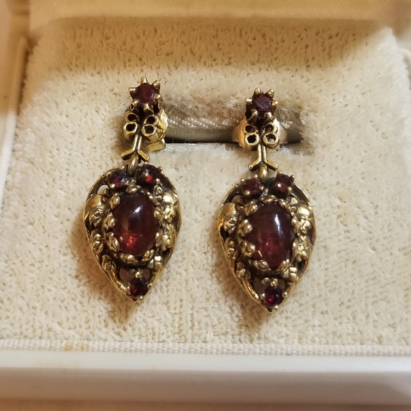 Antique Jewelry - 14k Antique Victorian Etruscan Genuine RUBY Earrings